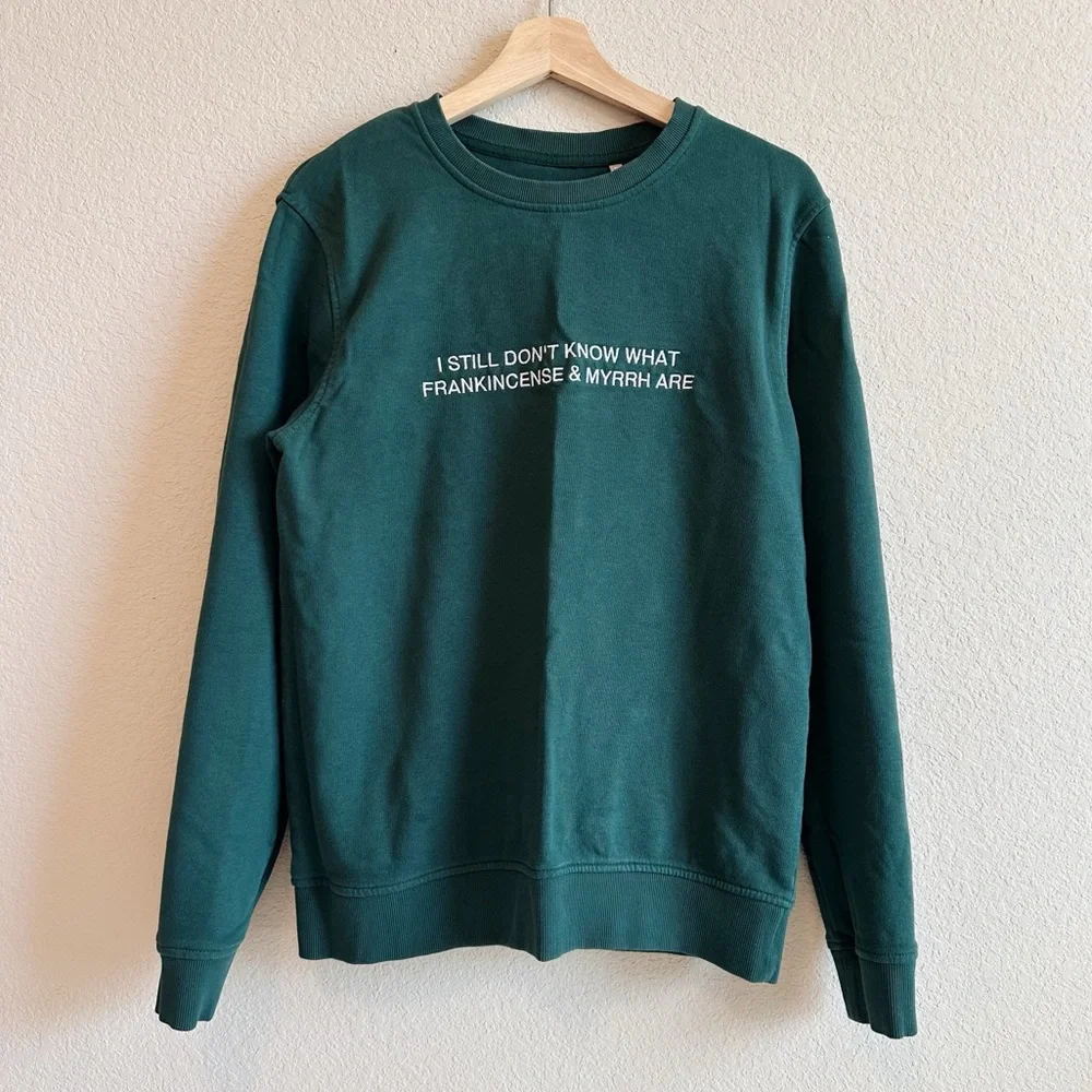 Green Embroidered Crewneck Sweatshirt Organic Cotton